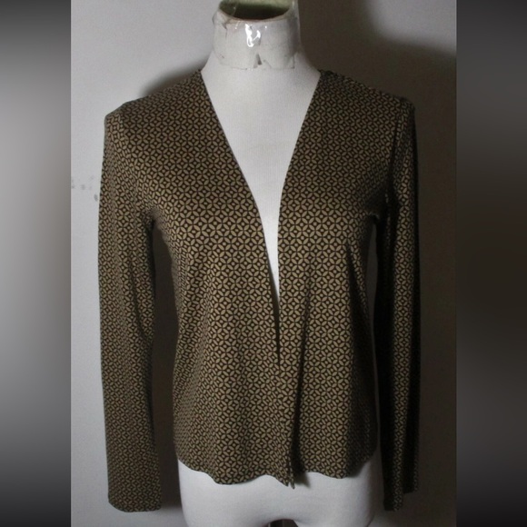 J. Jill Sweaters - J. Jill Black and Tan Open-Front Cardigan